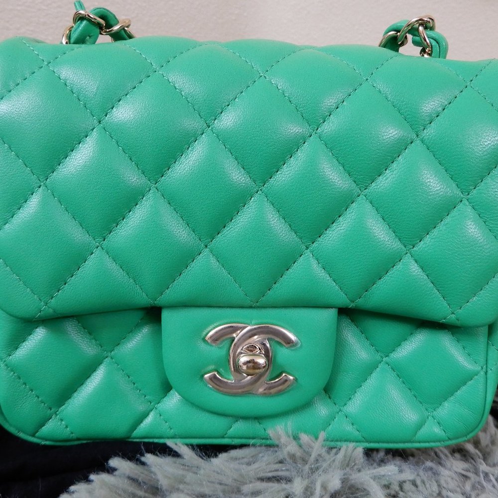 CHANEL 20S Mini FLAP BAG Green, Gold Hardware , Crossbody / shoulder bag